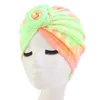 Dames boho spiraal geknoopte tulband hoed stretch neon tiedye chemo cap headwrap1607562444