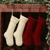 Mode chaussettes de noël tricot laine couleur unie chaussettes cadeau de noël sac de rangement Derocation Festival de noël intérieur ménage pendentif