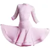 Stage Wear 2021 Vestido de Dança Latina Meninas Rosa Renda Split Competição Trajes Tango Rumba Cha Samba Salsa Crianças Mostrar Wear1