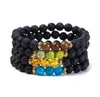 Natürliche schwarze Lavasteinstränge Perlen elastische Charm-Armbänder für Frauen Männer Yoga Party Club Schmuck