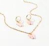 Butterfly Pendant Necklaces And Earrings Set For Women Girls Fashion Pink Gold Necklace Elegant Choker Sweet Jewelry Gift DHL free