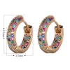 Hoop Huggie Pipitree Ladies Loop Earrings Round Circle Multicolor Cubic Zirconia Crystal Women Gold Jewelry for Wedding Party1228e