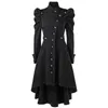 패션 - 여성 겨울 긴 중세 트렌치 블랙 스탠드 칼라 고딕 코트 여성 빈티지 버튼 겉옷 튜닉 우아한 코트