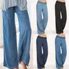 Celmia Femmes Denim Large Jambe Pantalon Élastique Taille Haute Palazzo Jeans Bleu Casual Pantalon Long Pantalon 2020 Été Plus Taille Pantalon1