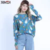 Vente chaude femmes designer chandail de Noël bonhomme de neige imprimé pull à manches longues pull ample