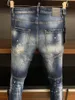 2020 Högkvalitativa män denim jeans rippade byxor mager smala trasiga Italien -stil mode män hål cyklist motorcykel svart rock reviva288w