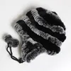 Шапочка/кепки черепа русская зимняя женщина подлинная настоящая рекс меховая шляпа Женщины вручную вручную 100%натуральная мода теплые шляпы1 eger22