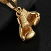 Ketten Männer Halskette Gold Farbe Edelstahl Hip Hop Seil Kette Paar Boxhandschuh Anhänger Charme Mode Sport Fitness Schmuck 55332Q