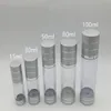 15ml 30ml 50ml 80ml 100mlシルバーエアレスボトル化粧品パッケージ真空ポンプローションボトルトラベルポンプケース3550957