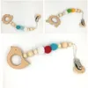 Wooden Baby Pacifier Chain Clip Babies Appease Products Anti Dropping Clips Cartoon Animal Molar Round Ball Tools Home 6 5sy G2