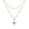Kolye Kolyeler Kolye Katmanlı Chokers Crystal Lüks Pentagram Moda Vintage Mücevher Yıldız Kadın Mücevher Altın Zincir Toptan265K