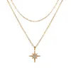 Pendant Necklaces Necklace Layered Chokers Crystal Luxury Pentagram Fashion Vintage Jewelery Star Women Jewelry Gold Chain Wholesale Gifts1