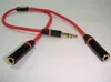 Earphone Cable Audio Cable 3.5Mm Male To 2 Female Metal Branch Red Splitter Adapter 100Pcs - New