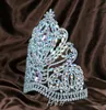 Pinces à cheveux Barrettes magnifiques Miss Pageant grands diadèmes et couronnes rose AB strass cristal diadème complet mariage mariée Headba2083445