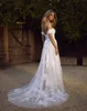 Bela Tamanho País baratos Além disso Bohemian Vestidos de casamento Backless Uma Linha Alças Appliqued Tulle Boho do vestido de casamento vestidos de noiva