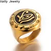 Clusterringe Valily Men039s Edelstahl Ägypten Auge des Horus Ring Gold Runde Top Signet Schutz Symbol Schmuck für Man4428964