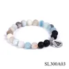 Perline amazzoniche satinate Bracciale in filo Braccialetti con perline in pietra lavica Lotus OM Buddha Charms Yoga Strench Donna Uomo Amicizia Gioielli