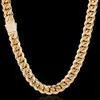 Trendy Mens Hip Hop Necklace 12mm 16 18 20 22 24 26 28 Gold Plated Stainless Stee Cubanl Chain Necklace Rapper Jewelry2434