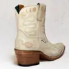 Boots vinterkvinnor ankel dam broderi vintage läder orm måne fas western pekade tå stövlar skor30724188667