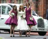 Robes de demoiselle d'honneur courtes violettes, ligne A, bretelles à col en V, en Tulle, grande taille, sur mesure, robe de demoiselle d'honneur, vêtements de fête d'invité de mariage