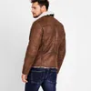 Chaquetas informales de cuero PU para hombre, abrigo cálido con forro de piel con cremallera y solapa para motocicleta, prendas de vestir, abrigos de PU de manga larga, chaquetas 2020