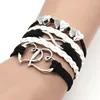 Infinity Double Heart charm Bracelet Weave Leather Wrap Bracelets multilayer women fashion jewelry will and sandy