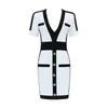 Casual Dresses 2021 Rayon Bandage Dress Women's Sexy Short-sleeved Summer Mini Bodycon Club Celebrity Evening Party Vestidos