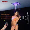 Crystal Quartz Spa Bluetooth LED Tak Duschhuvud Badrum Dusch Set Dold termostatiska duschkran mixer massage jets NJ4201