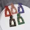 Whole Za Nowy długi metalowy pusty wiszący Kolorowe kryształy Kolczyki Dangle Kolczyki Doskonałe biżuterię dla kobiet7706169