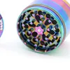 52mm Diamond Herb Grinder Rainbow Diamond-Studded Smoke Crusher 4 Lager Djurdesign Metallkvarn Zinc Alloy Tobacco Crusher GGA3717