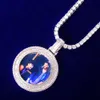 Solid Back Baguette Round Memory Picture Po Pendant Tennis Necklace Micro Pave Charm Hip Hip Hop Rock Jewelry258q