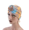 Nueva llegada moda mujer trabajo diario turbante cabeza envoltura flor banda dormir sombrero Bandana Hijab gorra plisada