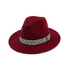 Unisex lana feltro inverno secchiello donna bombetta jazz cappelli fedora nastro decorato tesa piatta panama trilby derby cappello giocatore d'azzardo