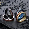 6MM Edelstahl Holz Ringe Band Schwanz Herren Verlobung Ehering für Männer Gold Silber Schwarz Hip Hop Schmuck