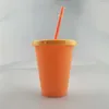 Kleurveranderende Cup 16oz Sippy Cup Magic Plastic Drinken Tuimelaar met stro 5 Kleuren per set Koffie Mok Waterfles Snelle verzending A02