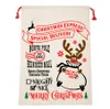큰 크리스마스 크리스마스 Hessian Santa Sack 스타킹 드로 스트링 가방 순록 핀 나무 어린이 황마 선물 가방 저장 공휴일 장식