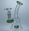 Green Beaker Bong Recycler Dab Rig Soffione Perc Bong in vetro per acqua Fumatori Narghilè 14mm Giunto con ciotola Bong in vetro Bong per acqua in vetro economici