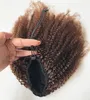 Superbe longue bouffée naturelle Kinky Curly Poney Large Cap avec clip de cordon dans les femmes Fermeture de cheveux Updpiece 140g 16inch Dyableable