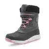 Boys And Girls Waterproof Snow Boots Kids Mid-calf Fleece Lined Winter Shoes Black Navy Grey For Outdoor Walking Hiking