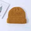 Цельная унисекс, зимняя вязаная короткая кепка в рубчик с манжетами, уличная однотонная шапка с черепом в стиле ретро, лыжная шапка-рыбак-докер, шапка-бини Slouc3435102