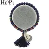 Bangle Fashion Colorful Natural Stone Handmade Bracelet With Tassels Pendant Shell Jewel Girl1286J