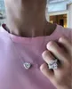 Vecalon Heart Shape Obiecing Pierścień Real 925 Sterling Silver Diamond Diamond CZ zaręczynowy Pierścienie dla kobiet Bridal Jewelry2967