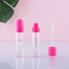 6ml Rose Red Black Lip Goss Tubes DIY Empty Cosmetic Container Refillable Bottles Liquid Lipstick Storage Bottle with Soft Brush