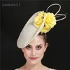 Stingy Brim Hats Gorgeous Women Big Headpiece Formal Dress Wedding Fedora Cap Flower Fashion Fasinator Hat Handgjorda tillfälle Milli222p