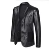 Мужской повседневный пиджак, модный свободный кожаный костюм с лацканами, большие размеры, черные, синие мужские топы