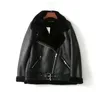 メスジッパーベーシックパンクコートベルベットカラーモーターバイカージャケットベルト女性冬の黒ワインレッドレザージャケット