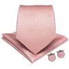 Herren Neckite Pink Massive Seiden Hochzeit Krawatte für Männer Mode-Business Party Hanky ​​Manschettenknöpfe Ringkrawatte Set Dibu Designer JZ02-71951 275a