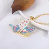 Collier papillon coloré émail goutte d'huile pendentifs colliers bijoux cadeau longue chaîne collier