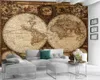3D Tapeta ściany 3D Digital Print Wallpaper Retro Europejski Mapa świata Niestandardowe 3d Photo Wallpaper Home Decor