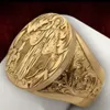 5pcs Vintage Hand Engraved Virgin Mary Religious Ring European and American fashion men's & women's rings G-124